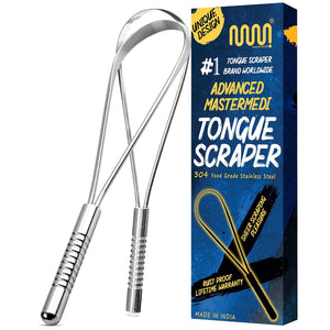 MasterMedi Tongue Scraper with Case Easy to Use Tongue Scraper for Adults, Tongue Cleaner for Oral Care & Hygiene (Single Pack (with Travel Case))