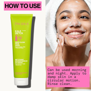 Pacifica Kale Detox Face Wash for Oily & Acne-Prone Skin, Deep Cleansing Facial Cleanser & Makeup Remover with Super Greens Kale, Seaweed & Clay, 5 fl oz –Clean Beauty, Vegan & Cruelty-Free