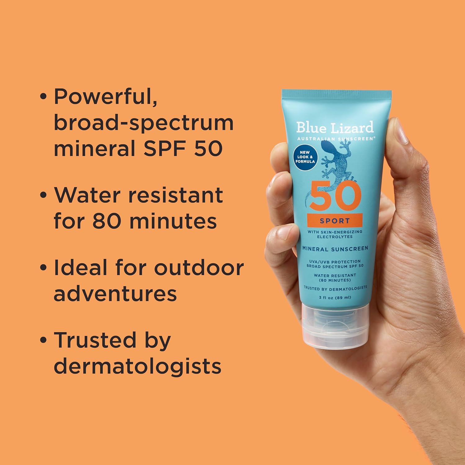 BLUE LIZARD Sport Mineral-Based Sunscreen Lotion - SPF 50+ - 3 oz