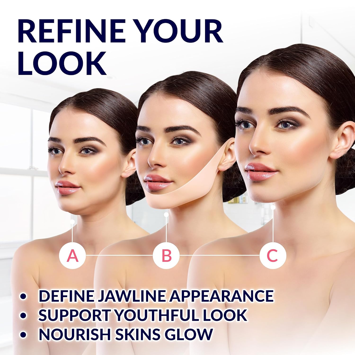 STYLIA V Line Lifting Collagen Face Mask - Double Chin Strap for Women - Jawline Shaper Face Lift Tape - Neck Lift Collagen Mask - Chin Strap for Sleeping - Hyaluronic Acid, Aloe Vera, Cica 10PC