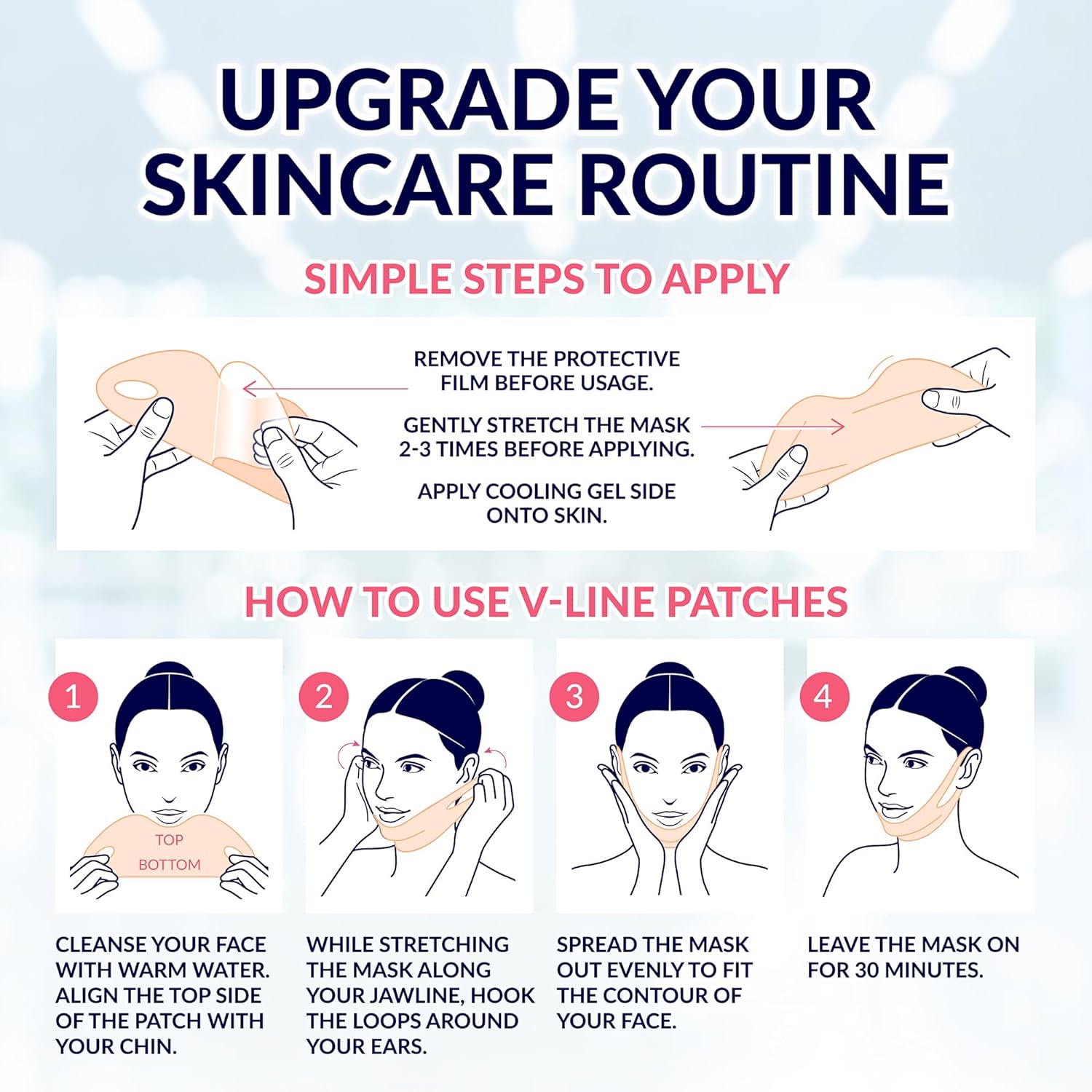 Stylia V-Line Lifting Collagen Face Mask with Hyaluronic Acid & Aloe Vera - Spa Quality Chin Strap - Jawline Shaper Collagen Mask - Face Masks Skincare - Chin Strap for Sleeping - 5PC
