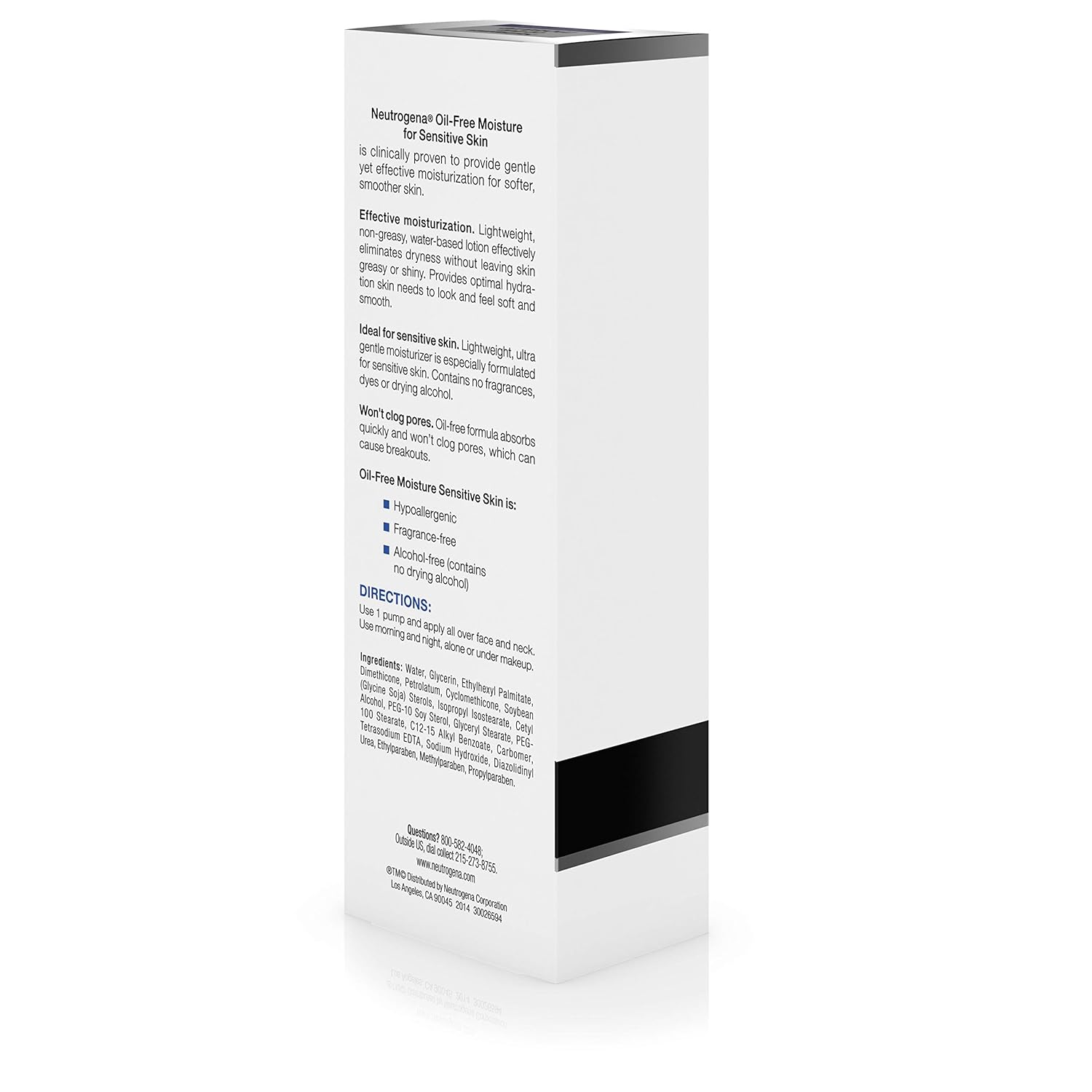 Neutrogena Oil-Free Moisture Daily Hydrating Face Moisturizer for Sensitive Skin, Fast Absorbing Ultra-Gentle Lightweight Face Lotion Moisturizer with Glycerin, Non-Comedogenic, 4 fl. oz