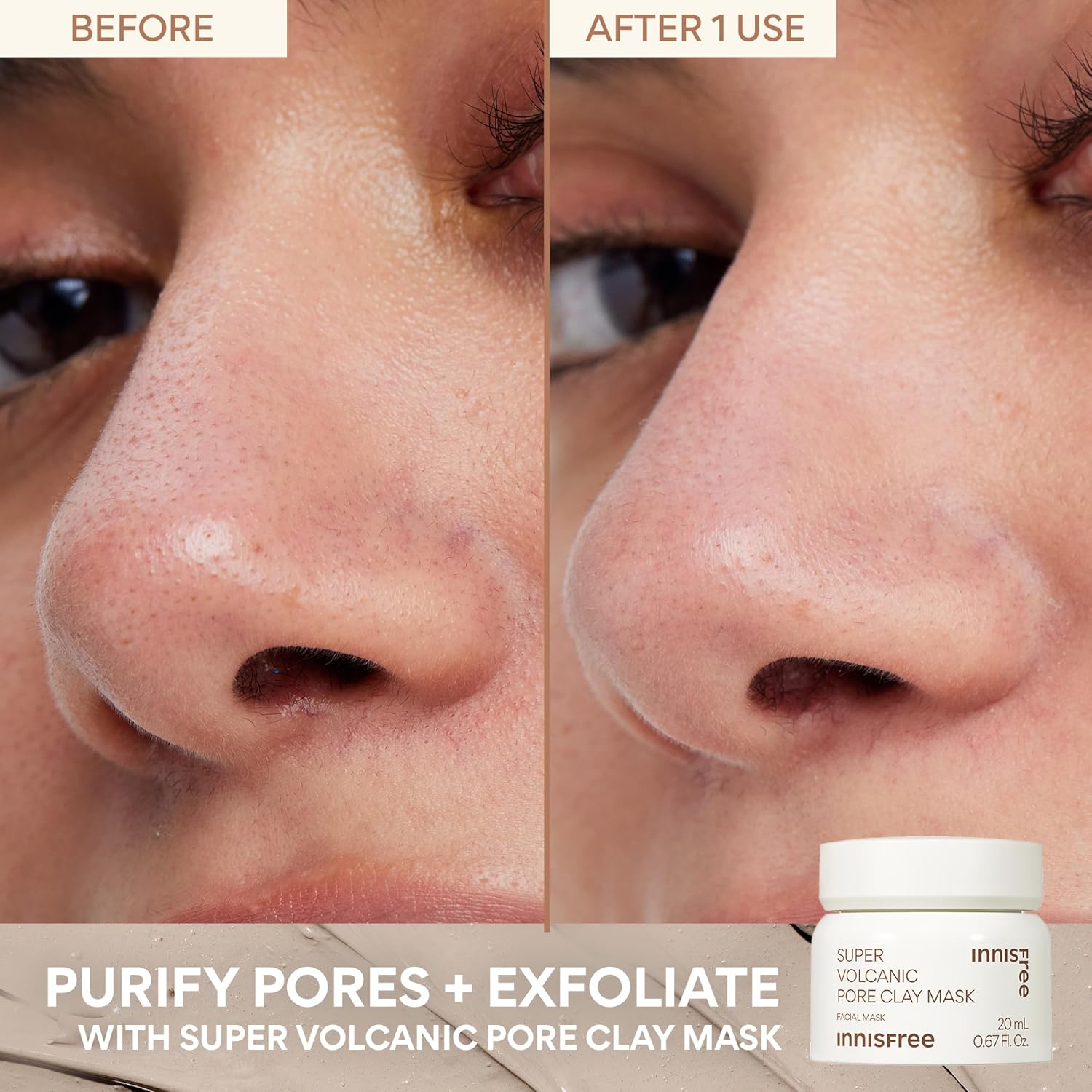 innisfree Super Volcanic Pore Clay Mask, Korean Pore Clearing Clay Mask with Volcanic Clusters and AHA