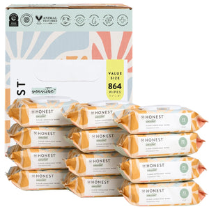 The Honest Company Clean Conscious Multi-Use Wipes | Hypoallergenic + Unscented for Sensitive Skin | Over 99% Water, Compostable, Plant Based, Baby Wipes | Geo Mood, 288 Count