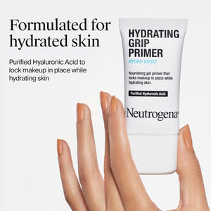 Neutrogena Hydro Boost Hydrating Grip Primer with Purified Hyaluronic Acid, Invisible Gel Face Primer Locks Makeup in Place, Extends Wear and Hydrates Dull Skin, Dewy Finish, 1.0 oz
