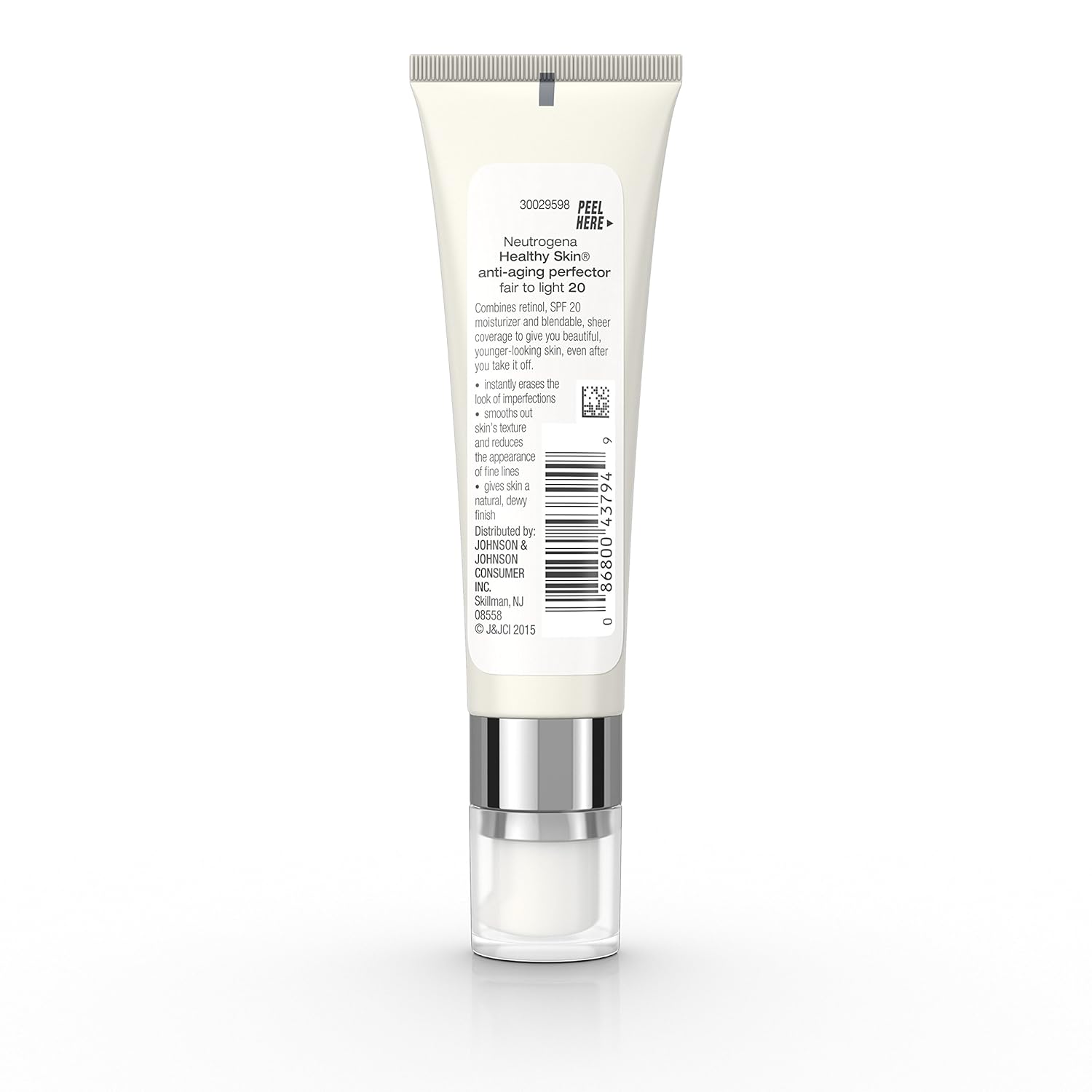 Neutrogena Retinol Treatment and Tinted Facial Moisturizer, Healthy Skin Anti-Aging Perfector with Broad Spectrum SPF 20 Sunscreen with Titanium Dioxide, 20 Fair to Light, 1 fl. oz