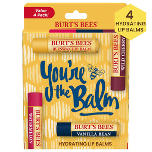 Burt's Bees Lip Balm - Pomegranate, Lip Moisturizer With Responsibly Sourced Beeswax, Tint-Free, Natural Origin Conditioning Treatment, 4 Tubes, 0.15 oz.