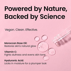 Dr Botanicals Moroccan Rose Oil -With Vitamin C & Hyaluronic Acid – Anti-Ageing, Brightening & Hydrating Water-Based Serum - Glow-Boosting Facial Oil for Radiant Skin – Made in UK – 30ml