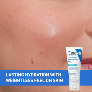 CeraVe Ultra-Light Moisturizing Gel, Hydrating Gel Face Moisturizer with Ceramides, Niacinamide, Hyaluronic Acid, Fragrance Free, Oil-Free, Weightless Mattifying Moisturizer, 1.75 FL Oz