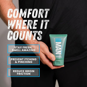 Super Fresh Ball Deodorant Powder Lotion Comfort Cream for Man Parts Groin Butt and Body Hygiene Controls Odor Stops Chafing and Itch Absorbs Sweat Aluminum Free Formula in 4 oz Tube