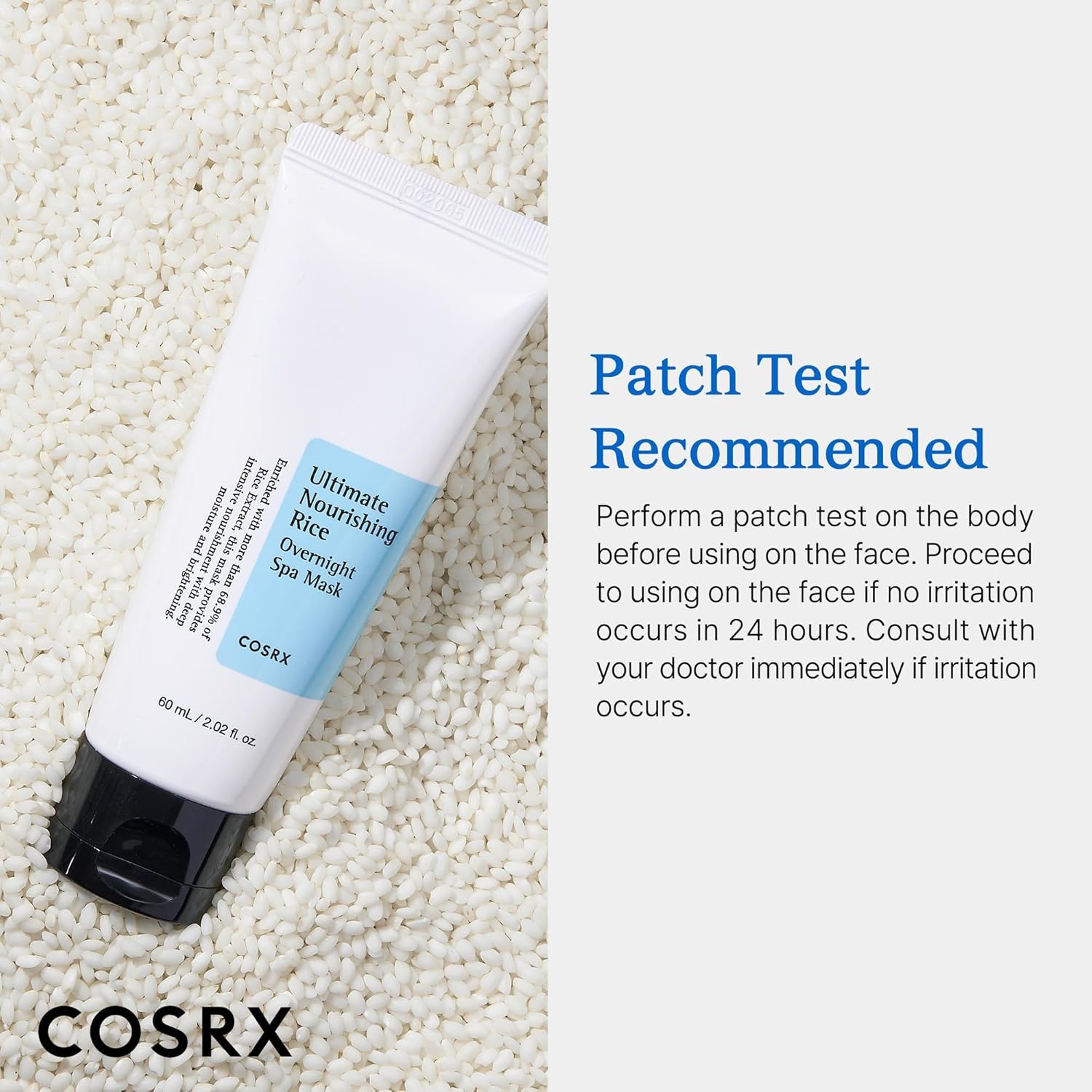 COSRX Ultimate Nourishing Rice Overnight Spa Mask, 60ml / 2.02 fl.oz | Rice Extract 68% and Niacinamide 2%, Korean Skin Care, Animal Testing Free, Paraben Free