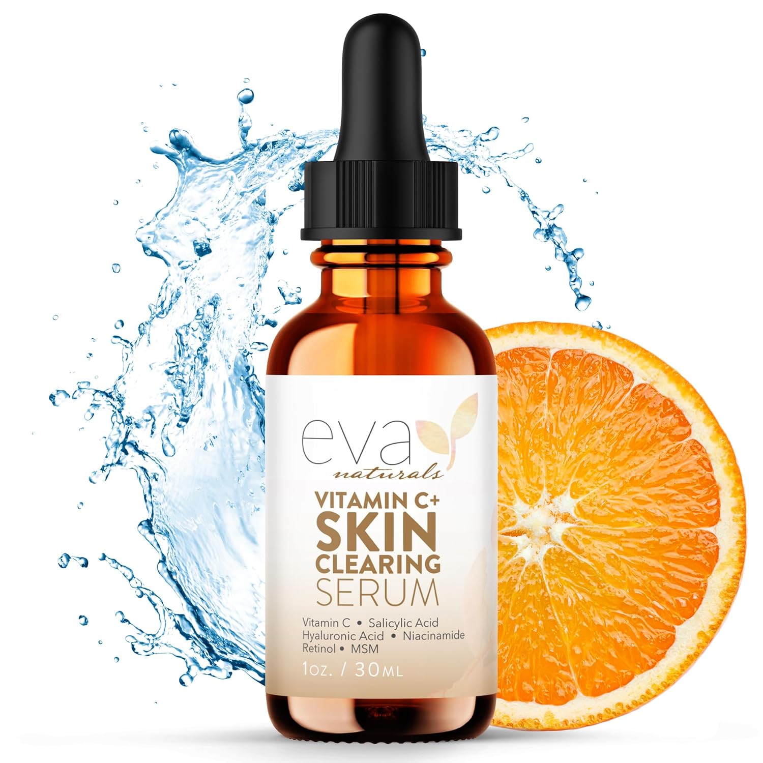 Eva Naturals Vitamin C Face Serum With Hyaluronic Acid - Anti Aging Serum - Reduce Dark Spots, Acne & Wrinkles - Retinol, Niacinamide & Salicylic Acid, Brightening Skin Serum for Glowing Skin