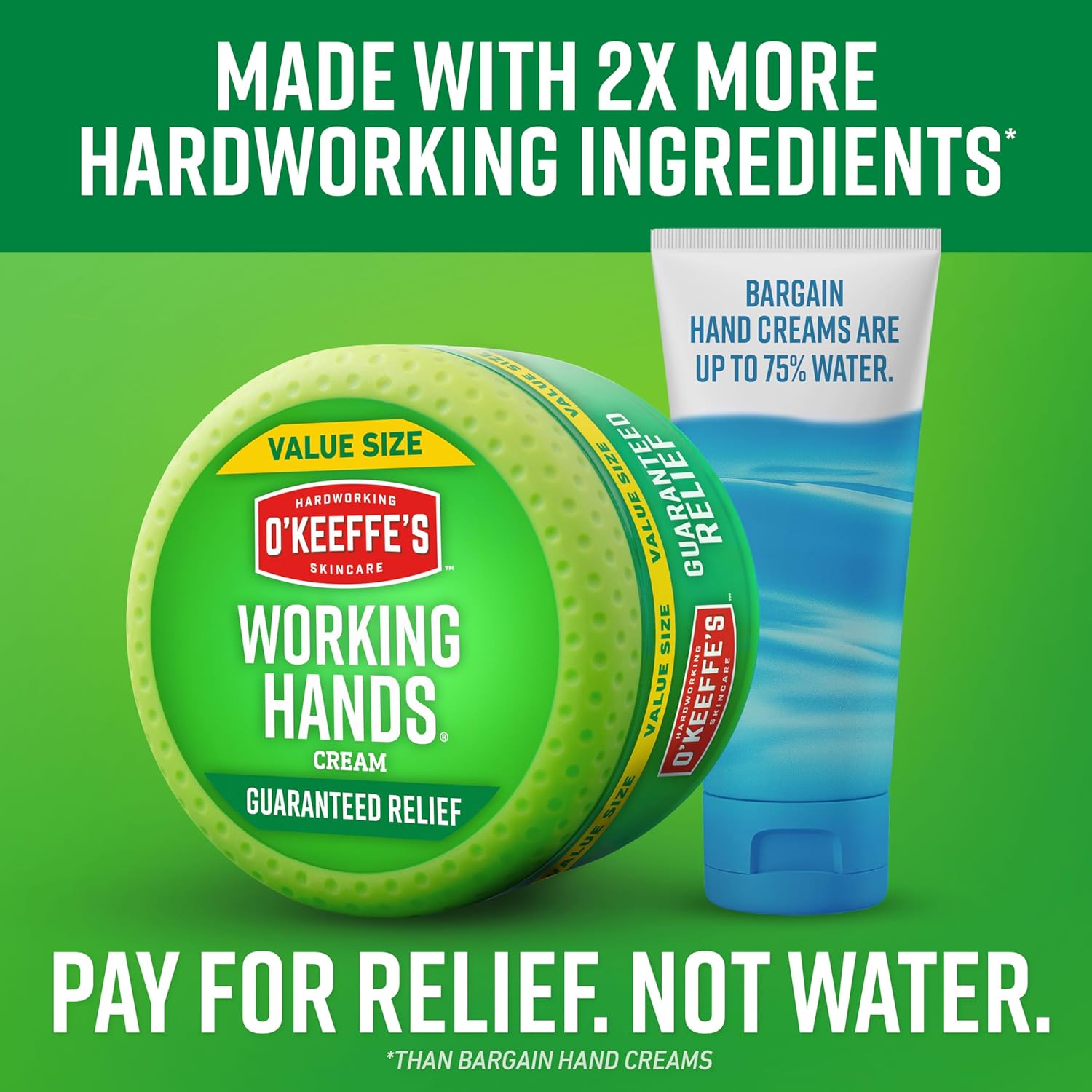 O'Keeffe's Working Hands Hand Cream for Extreme Dryness - 6.8 oz Value Size Jar (2 Pack) - Repairing Skincare for Cracked, Dry Hands