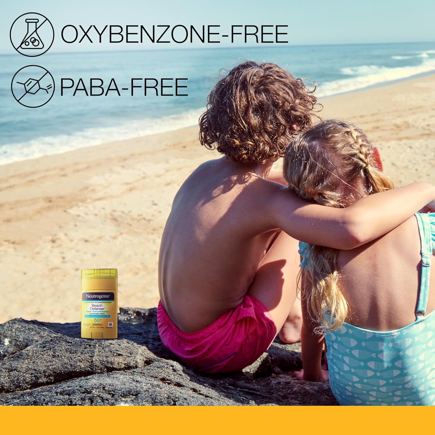Neutrogena Beach Defense Sunscreen Stick SPF 50, 1.5 oz, Hands-Free Application, Oxybenzone Free Sunscreen for Face & Body, Water-Resistant Sun Protection, Travel Size