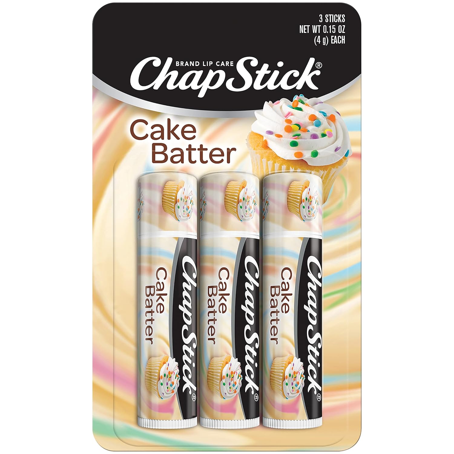 ChapStick Bulk Lip Balm, Cake Batter, 12-Pack – Delicious & Sweet Lip Moisturizer for Dry Lips, Birthday Gifts, Stocking Stuffers, 0.15
