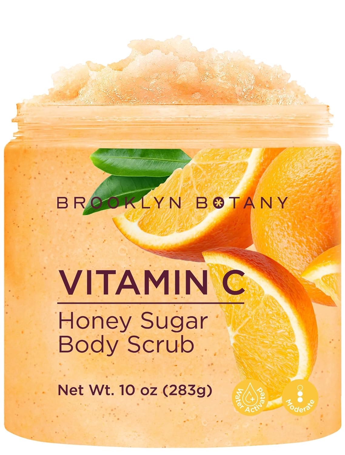Brooklyn Botany Tropical Mango Shea Sugar Scrub for Body 10 oz – Deeply Hydrating and Gently Exfoliating Body Scrub for Women and Men - Made with Jojoba Beads