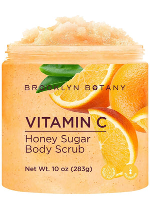 Brooklyn Botany Tropical Mango Shea Sugar Scrub for Body 10 oz – Deeply Hydrating and Gently Exfoliating Body Scrub for Women and Men - Made with Jojoba Beads