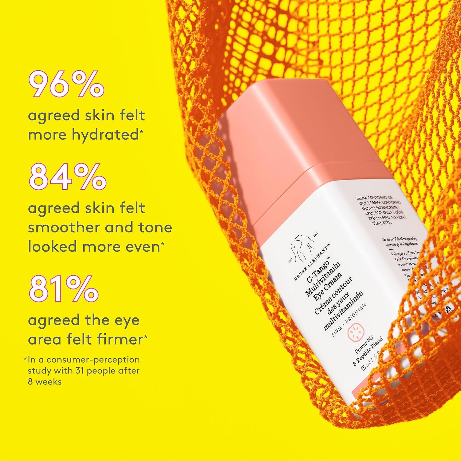 Drunk Elephant C-Tango Multivitamin Eye Cream - 15 ml/.5 fl oz - Vitamin C Eye Cream - Clean Clinical Skincare - Cruelty-Free - Dermatologist-Tested - Free of Essential Oils, Silicones, and Fragrance