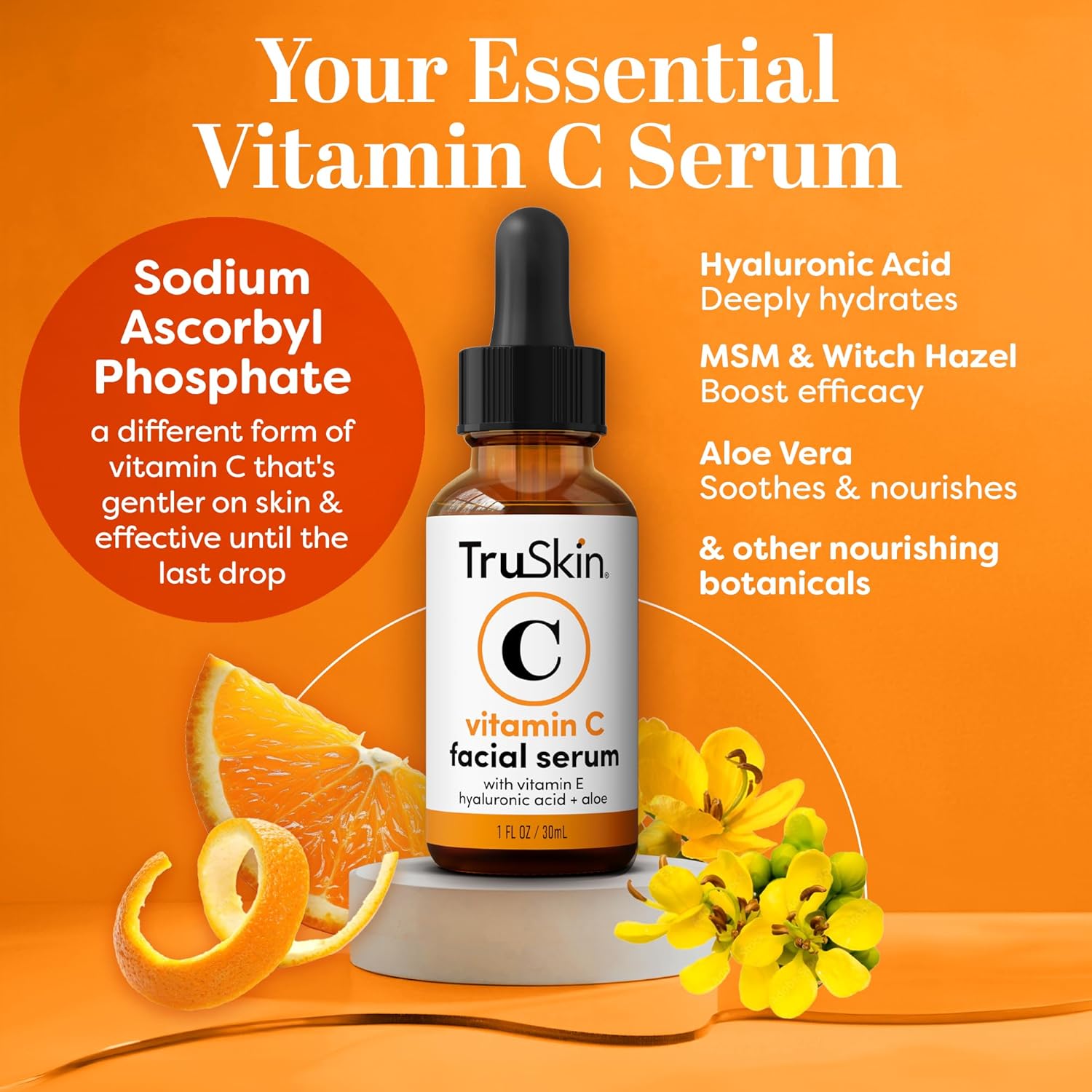 TruSkin Face Serum Duo – Vitamin C & Retinol Serum for Face – Anti-Aging Skin Care Gift Set for Women – Helps Improve Appearance of Fine Lines & Wrinkles for Smoother Looking Skin, 1 Fl Oz, 2 Bottles