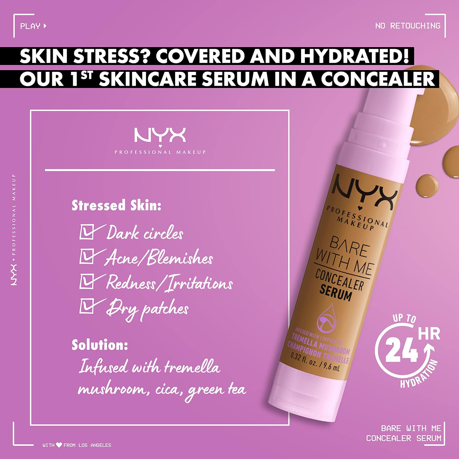 NYX PROFESSIONAL MAKEUP Bare With Me Concealer Serum, Concealer Makeup For Up To 24Hr Hydration - Beige