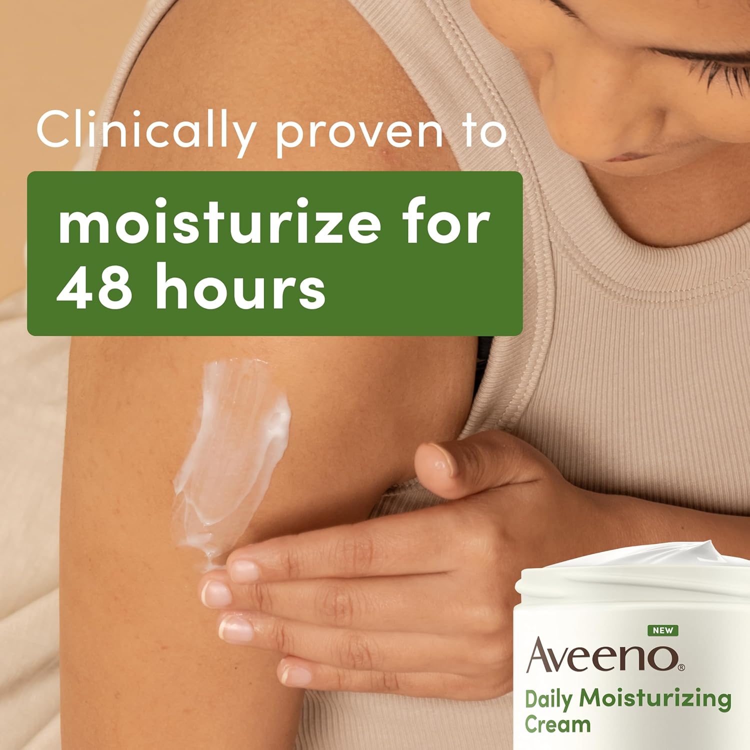 Aveeno Daily Moisturizing Cream with Prebiotic Oat & Shea Butter, Body, Face & Hand Cream for Normal to Dry, Sensitive Skin Hydrates for 48 Hours, Fragrance Free & Non-Comedogenic, 20 Oz