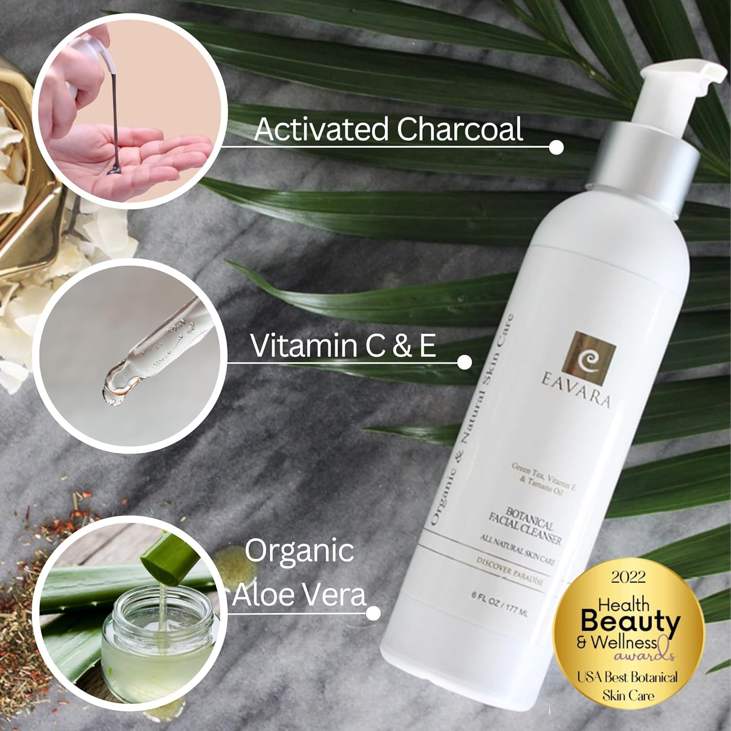 Eavara Organic Face Wash – Gentle, Hydrating Daily Cleanser for All Skin Types, with Activated Charcoal