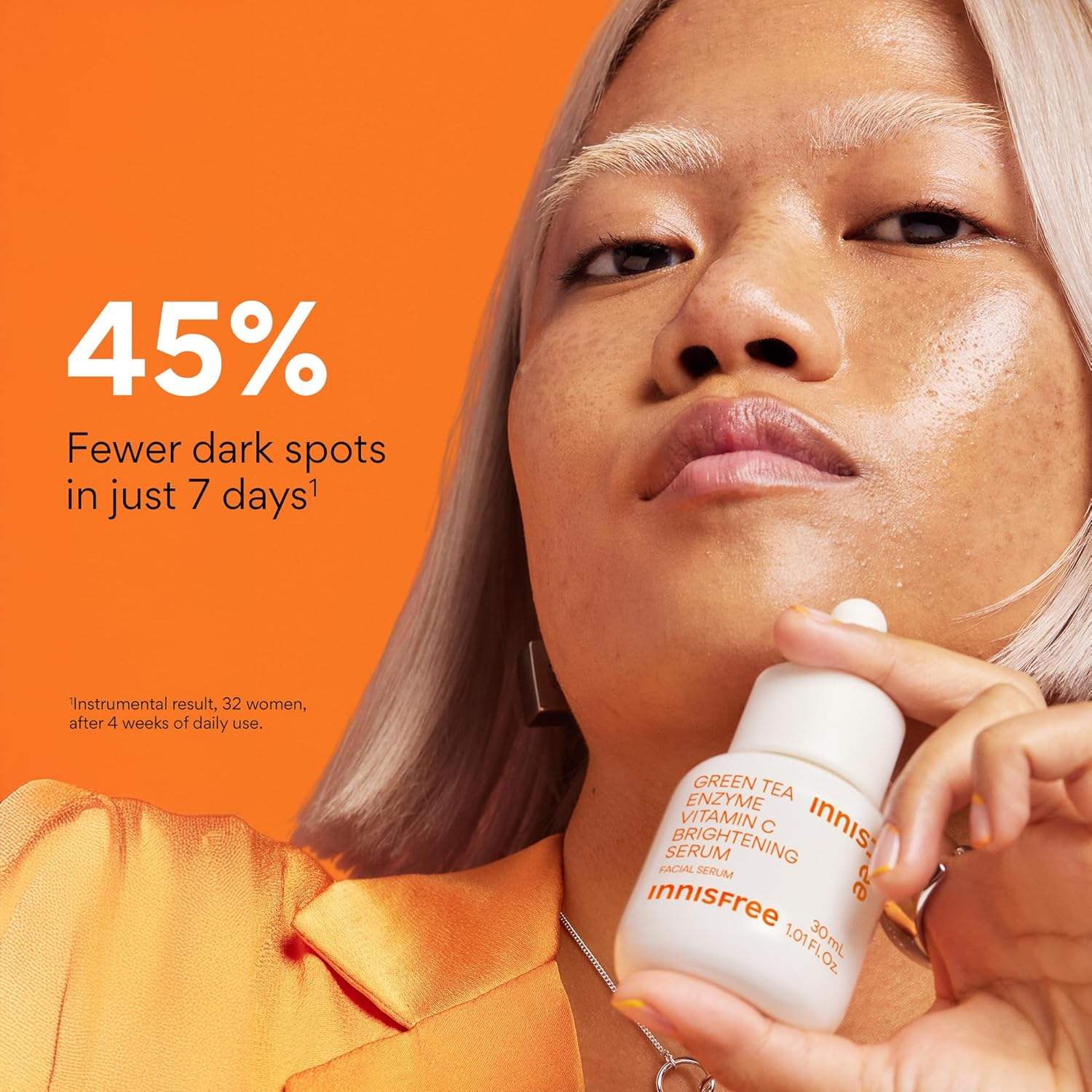 innisfree Green Tea Enzyme Vitamin C Serum for Dark Spot Fading, Korean Face Serum for Glow and Radiance