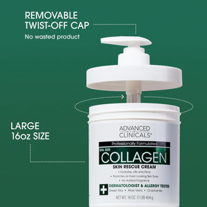Advanced Clinicals Retinol Body Lotion + Collagen Cream Fragrance Free Face Moisturizer & Body Cream 2pc Skincare Set For Women & Men Helps Reduce Appearance Of Crepey Skin, Wrinkles, & Dry Skin, 2pc