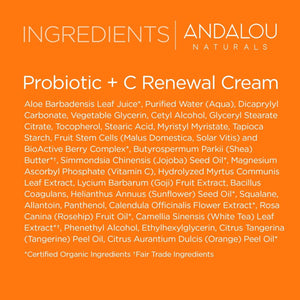 Andalou Naturals Probiotic + C Renewal Cream – Brightening Daily Face Moisturizer with Vitamin C