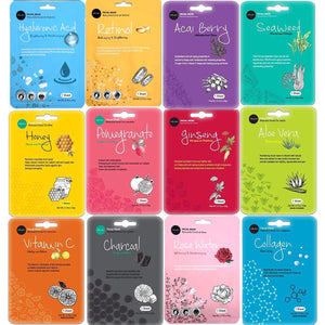 Celavi K-Beauty Skincare Essence Facial Face Mask Korea Skin Care Moisturizing B Set 12 Pack