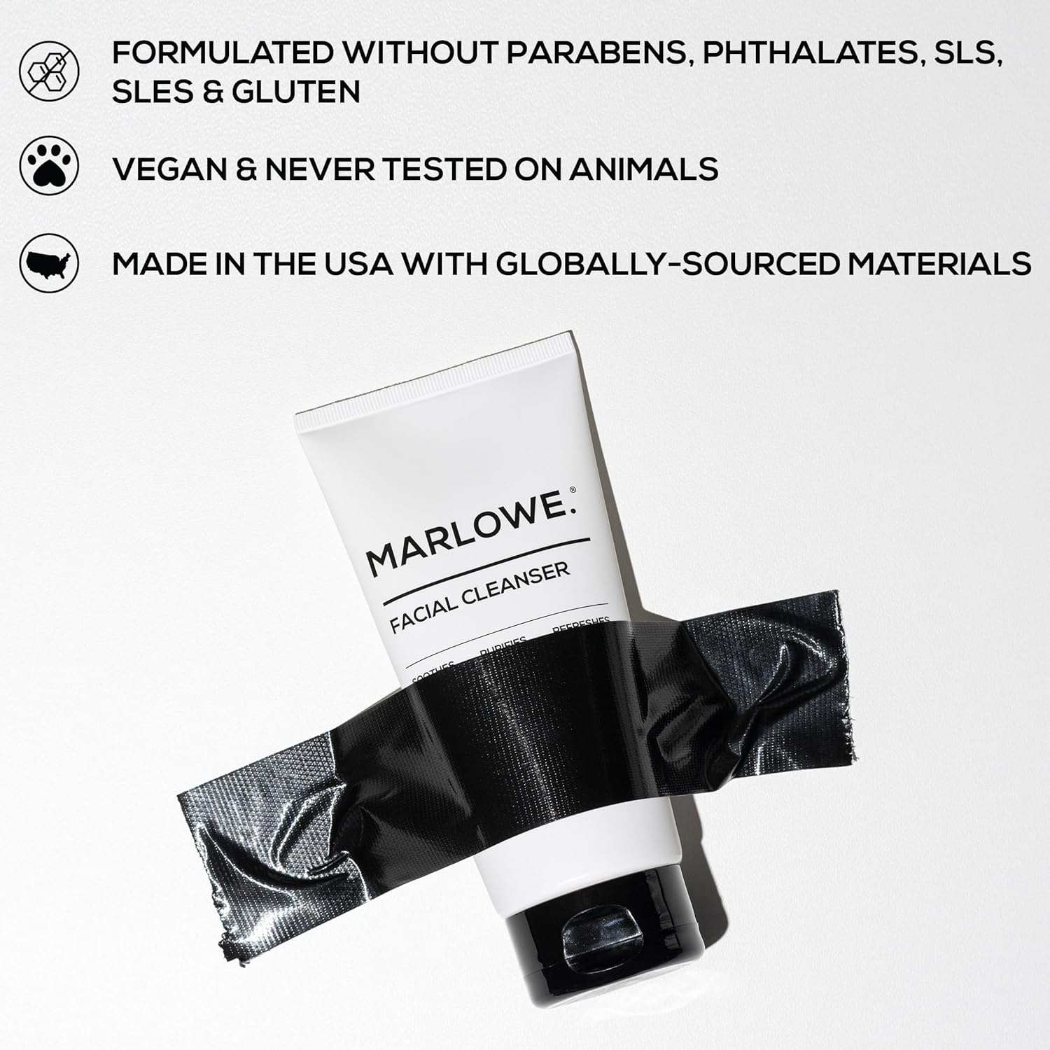 MARLOWE. No. 121 Facial Cleanser 6 oz, Daily Mens Face Wash with Natural Extracts & Antioxidants, Soothes, Purifies, Refreshes, Thick Lather, Fresh Woodsy Scent