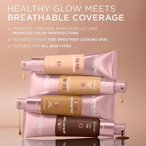 L'Oreal Paris Lumi Le Glow Skin Tint, Lightweight Water-Based Tinted Serum with Foundation-Like Coverage, Glow Illuminator, Neutral 400, 0.85 Fl Oz