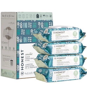 The Honest Company Clean Conscious Multi-Use Wipes | Hypoallergenic + Unscented for Sensitive Skin | Over 99% Water, Compostable, Plant Based, Baby Wipes | Geo Mood, 288 Count