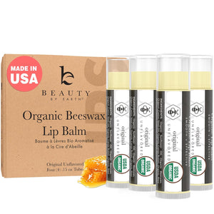 USDA Organic Lip Balm - USA Made with Natural Ingredients, 4 Pack Multi Flavor Lips Moisturizer, Moisturizing Lip Care, Beauty Gifts & Small Birthday Gifts, Moisturizer Chapstick Care for Dry Lips