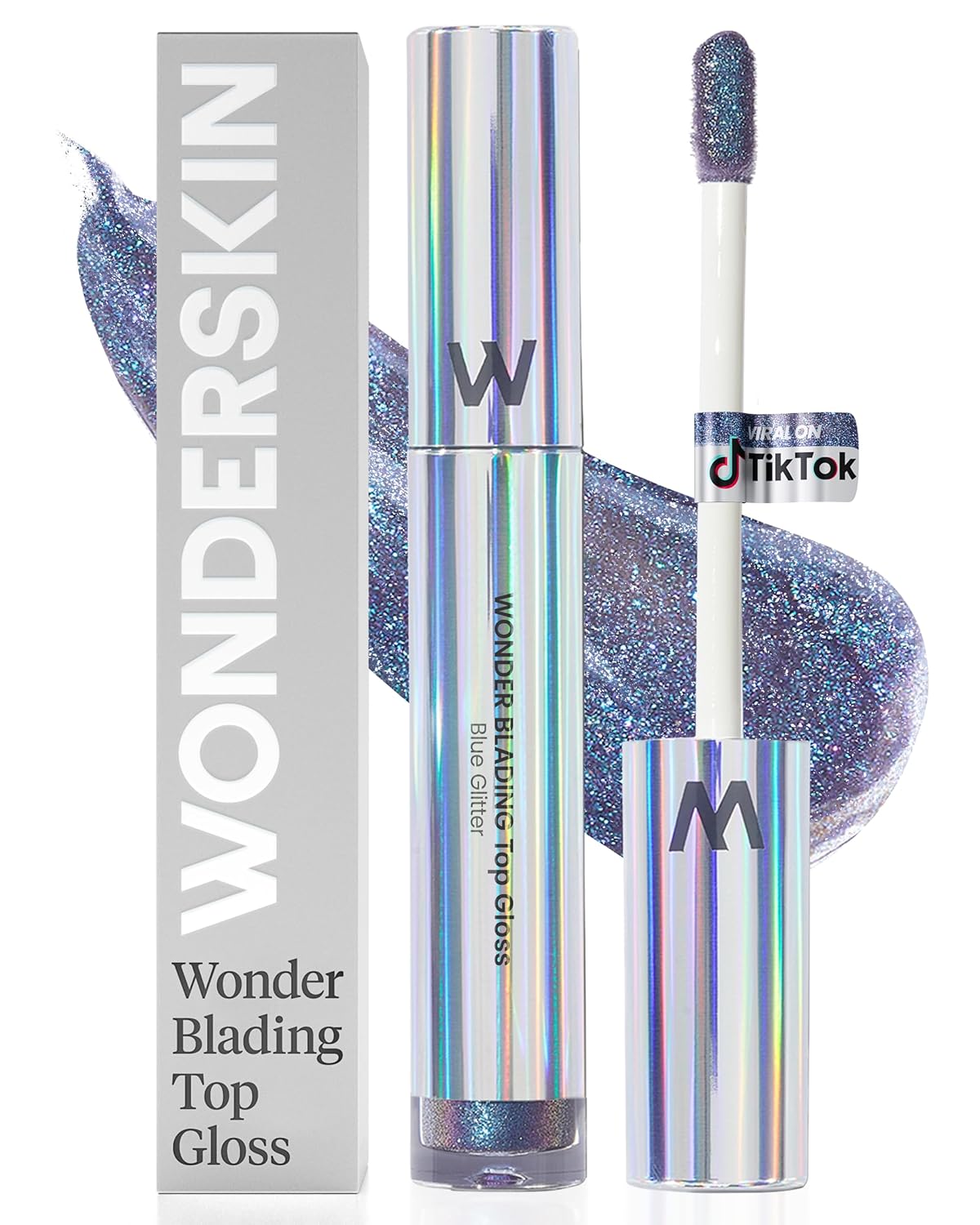 Wonderskin WONDER BLADING Top Gloss - Clear Glitter Lip Gloss, Hydrating and High Shine Finish Lip Makeup (Clear Shine)