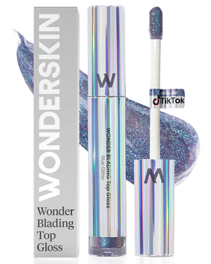 Wonderskin WONDER BLADING Top Gloss - Clear Glitter Lip Gloss, Hydrating and High Shine Finish Lip Makeup (Clear Shine)