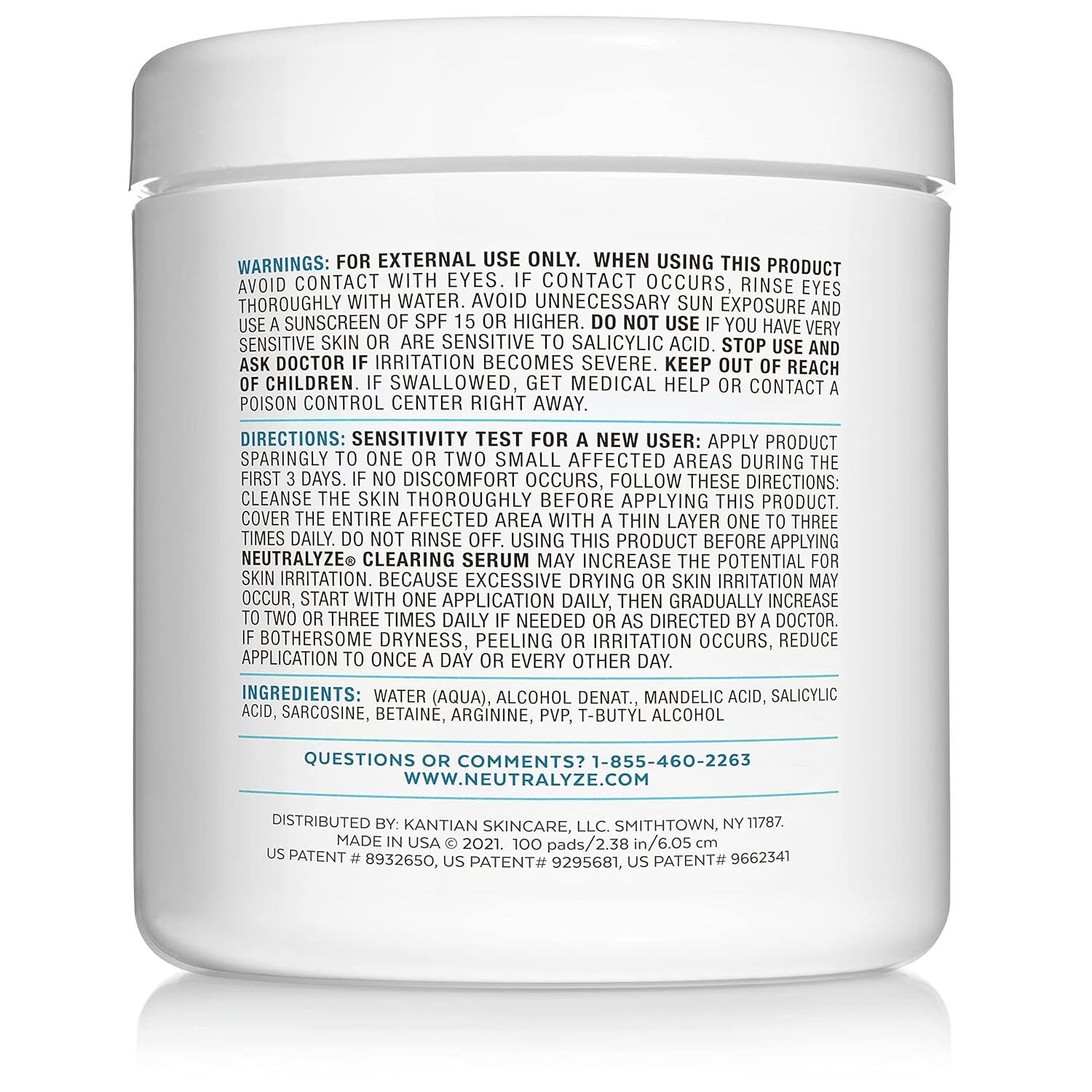 Exfoliating Acne Treatment Pads (100 Count) - Dual Textured Face Wipes with 2% Salicylic Acid & 2% Mandelic Acid - Toner Pads for Acne Prone Skin, Face & Body Wipes for Teens & Adults