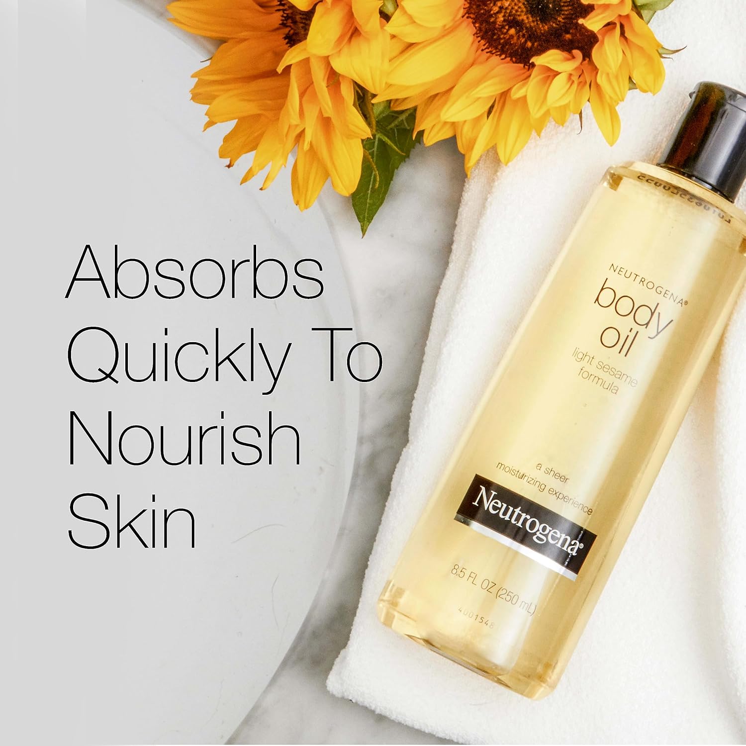 Neutrogena Body Oil Light Sesame Formula, Twin Pack of 16 fl oz, Radiant Glow Moisturizer for Dry Skin, Bath & Shower Oil For Smooth and Hydrated Skin
