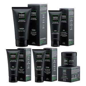 Tiege Hanley 90-Day Large Essential Skin Care Routine for Men (Level 1) - Smooth, hydrate, and protect your skin - Men's Skincare Set Includes Face Wash, Facial Scrub, & AM / PM Moisturizer's