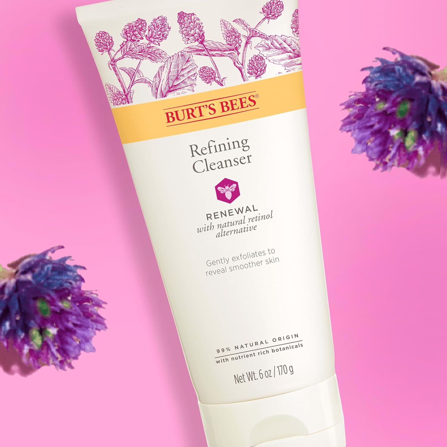 Burt's Bees Renewal Refining Cleanser with Bakuchiol Natural Retinol Alternative, 6 Oz (Package May Vary)