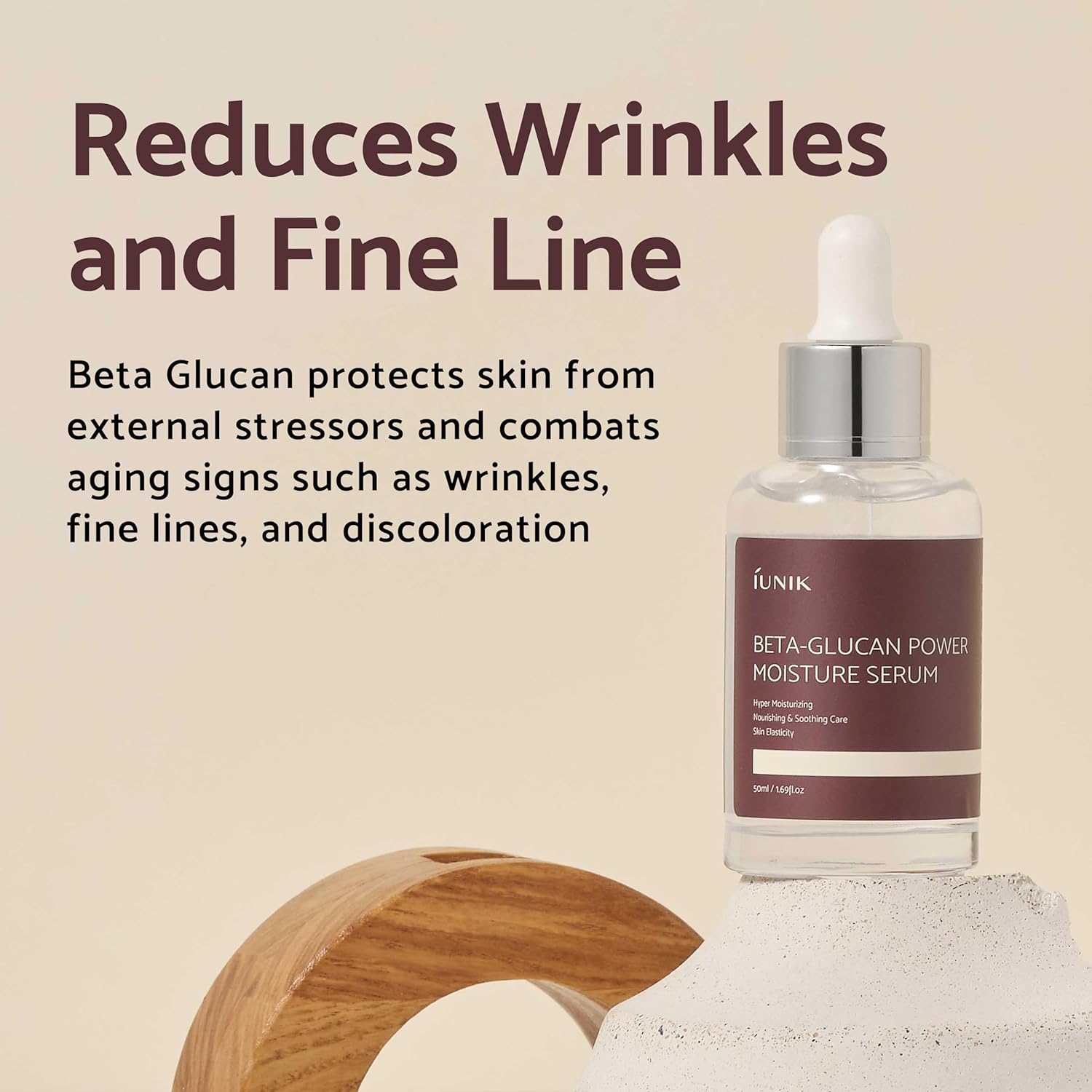 IUNIK Beta-Glucan Power Deep Moisture Vegan Serum – Intense Hydration with Mushroom & Yeast Extracts, 50ml
