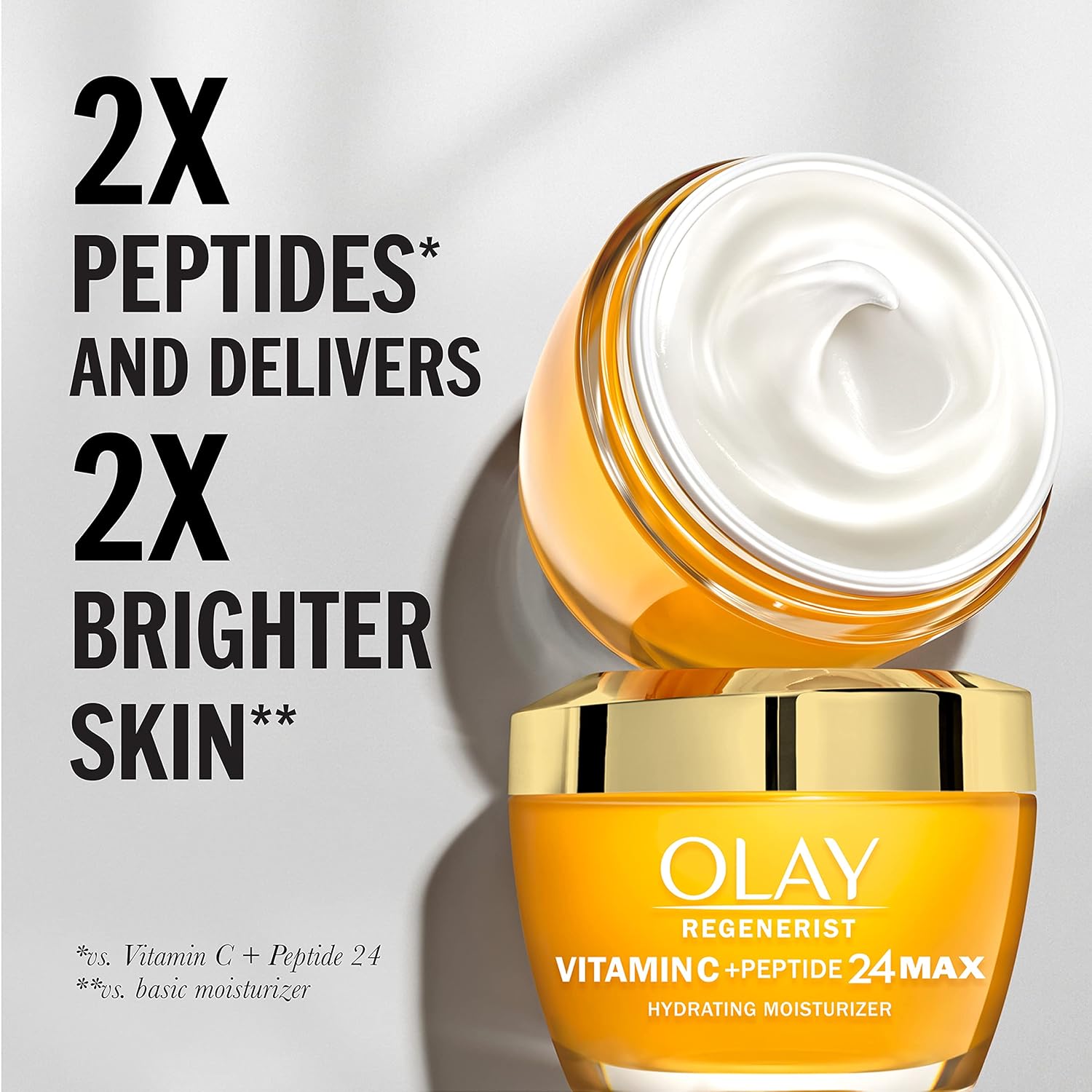 Olay Vitamin C MAX Face Moisturizer, Brightening Cream for Women, Hydrating, Evens Tone, Dark Spot & Hyperpigmentation Reduction, Glowing Skin Care - Niaciniamide, Peptides 1.7 Oz
