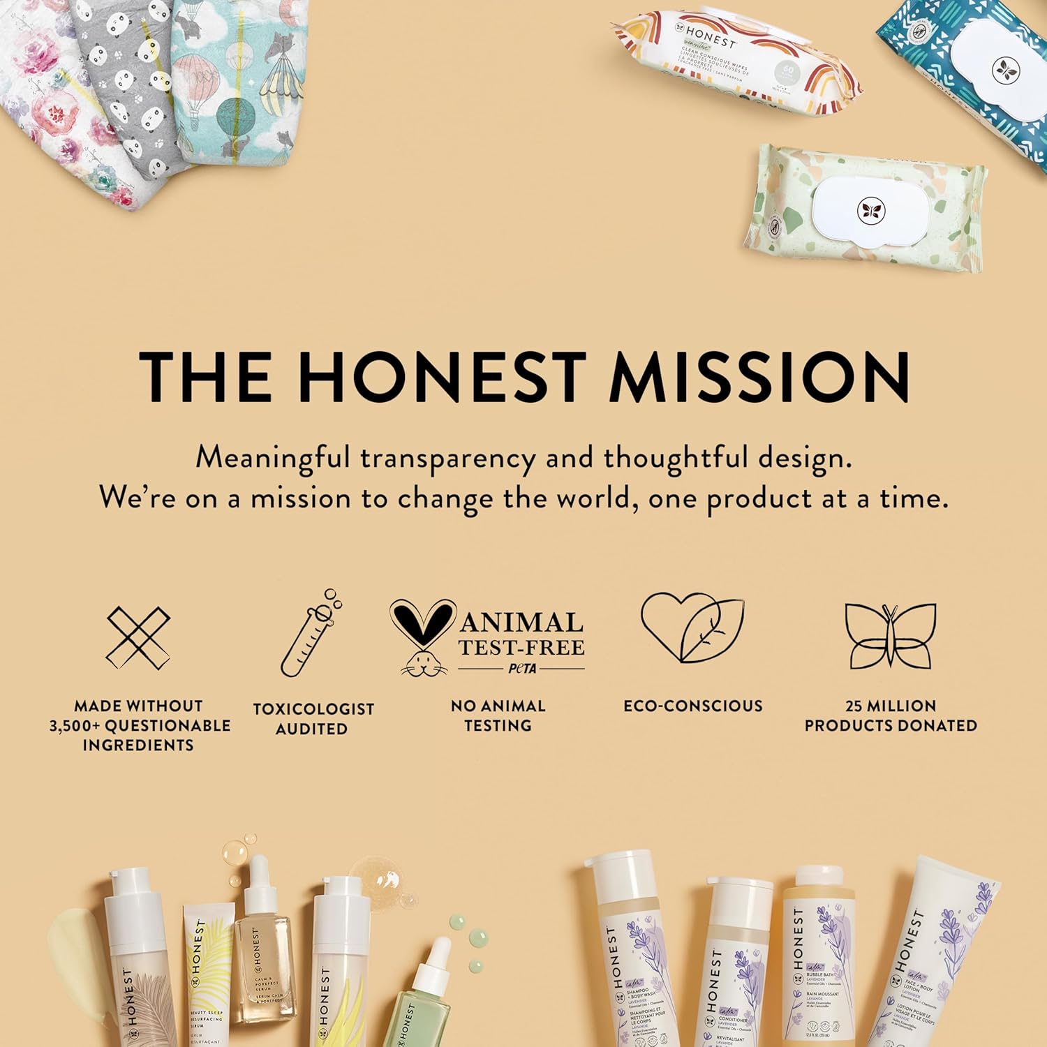 The Honest Company Clean Conscious Multi-Use Wipes | Hypoallergenic + Unscented for Sensitive Skin | Over 99% Water, Compostable, Plant Based, Baby Wipes | Geo Mood, 288 Count