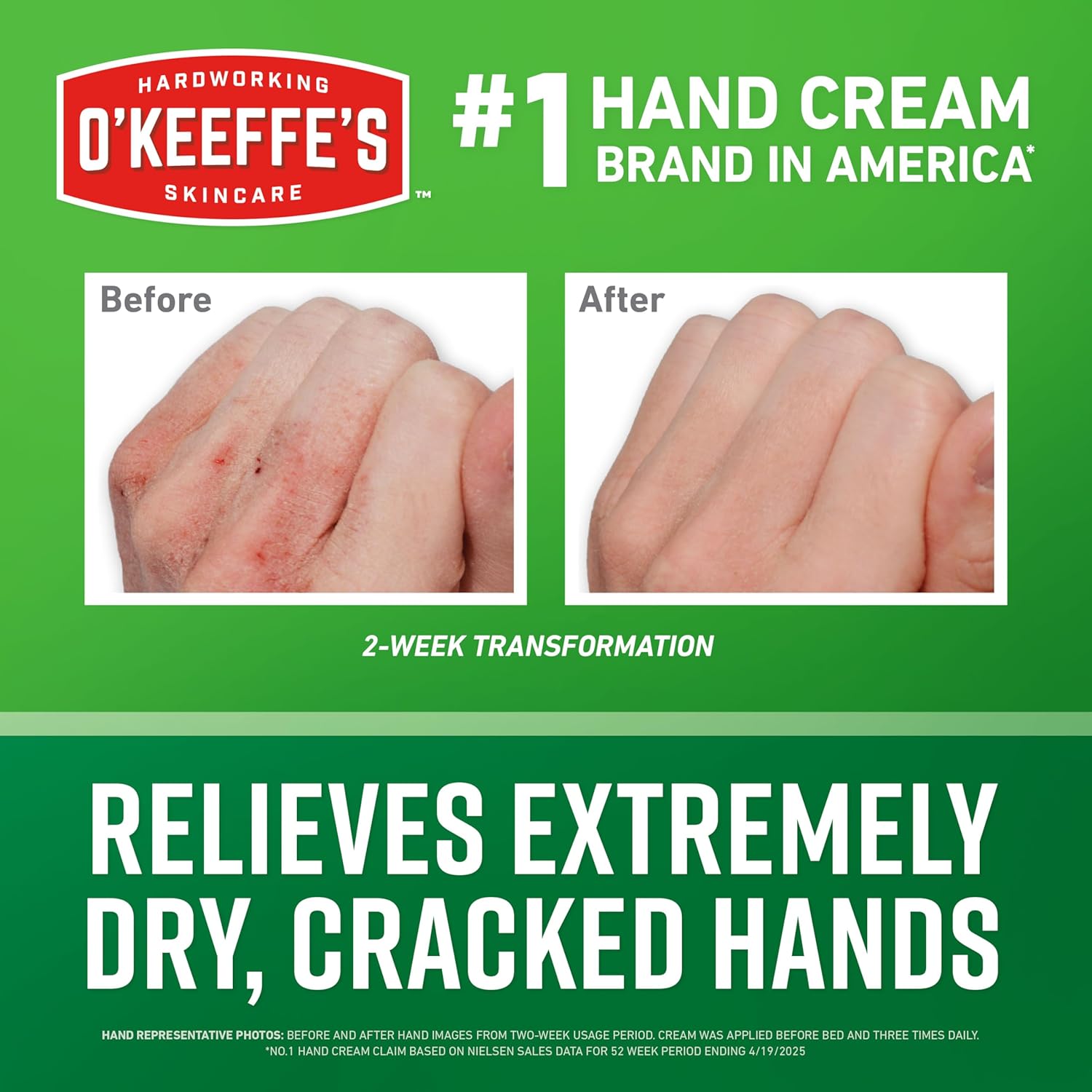 O'Keeffe's Working Hands Hand Cream for Extreme Dryness - 3 oz Tube (2 Pack) - Repairing Skincare for Cracked, Dry Hands