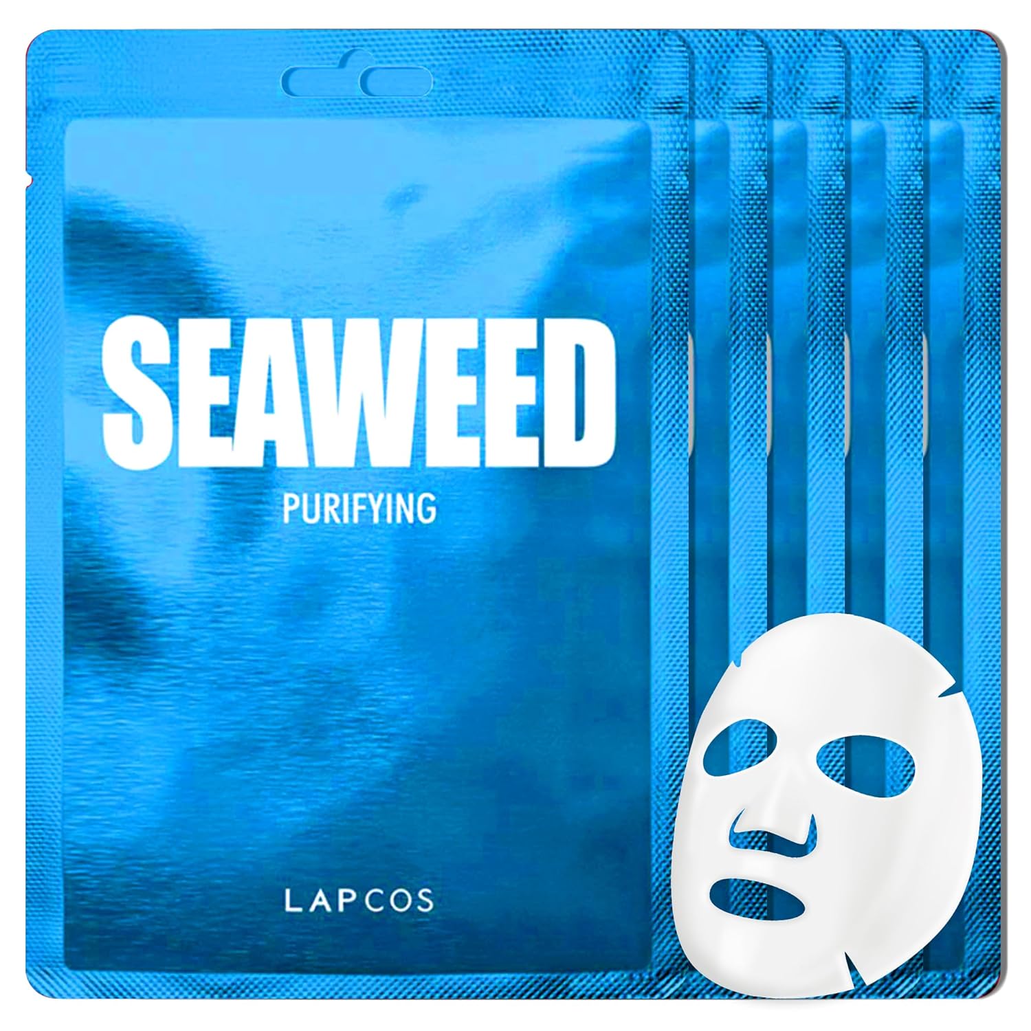LAPCOS Collagen Sheet Mask, Firming Daily Face Mask with Collagen Peptides for Anti-Aging, Helps to Minimize Wrinkles, Restores Skin Elasticity & Firmness, Hydrating, Korean Beauty, 5-Pack