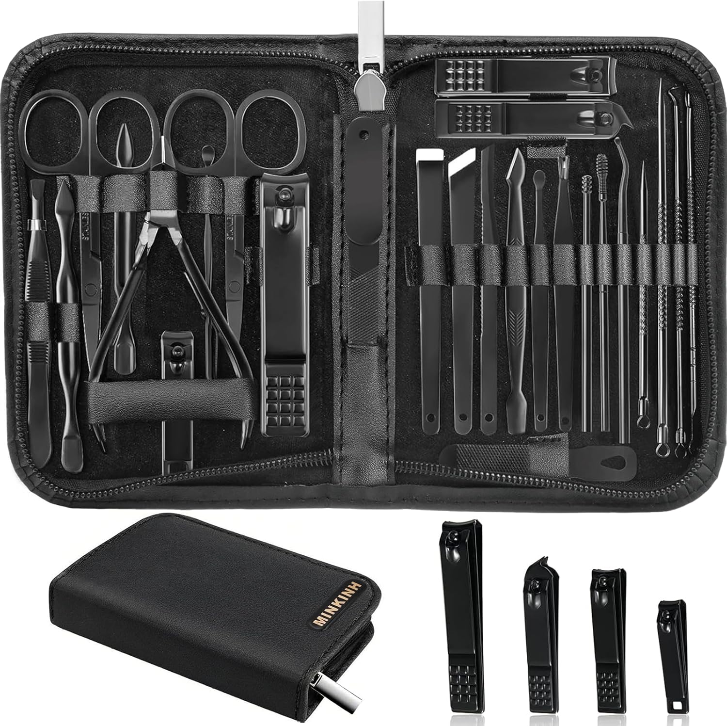 Manicure Set Professional Nail Clipper Kit-26 Pieces Stainless Steel Manicure Kit,nail Care Tools with Luxurious Travel Case