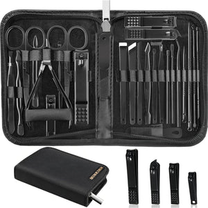 Manicure Set Professional Nail Clipper Kit-26 Pieces Stainless Steel Manicure Kit,nail Care Tools with Luxurious Travel Case