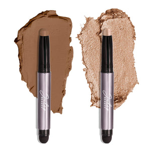 Julep Eyeshadow 101 Crème-to-Powder Waterproof Eyeshadow Stick Duo – Long-Lasting, Crease-Proof, Easy Apply with Built-in Smudger -Taupe Shimmer and Stone
