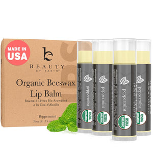 USDA Organic Lip Balm - USA Made with Natural Ingredients, 4 Pack Multi Flavor Lips Moisturizer, Moisturizing Lip Care, Beauty Gifts & Small Birthday Gifts, Moisturizer Chapstick Care for Dry Lips