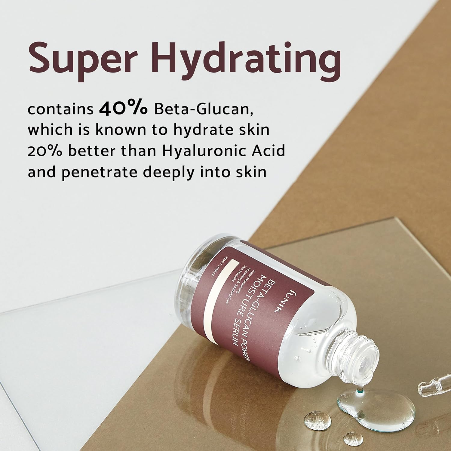 IUNIK Beta-Glucan Power Deep Moisture Vegan Serum – Intense Hydration with Mushroom & Yeast Extracts, 50ml